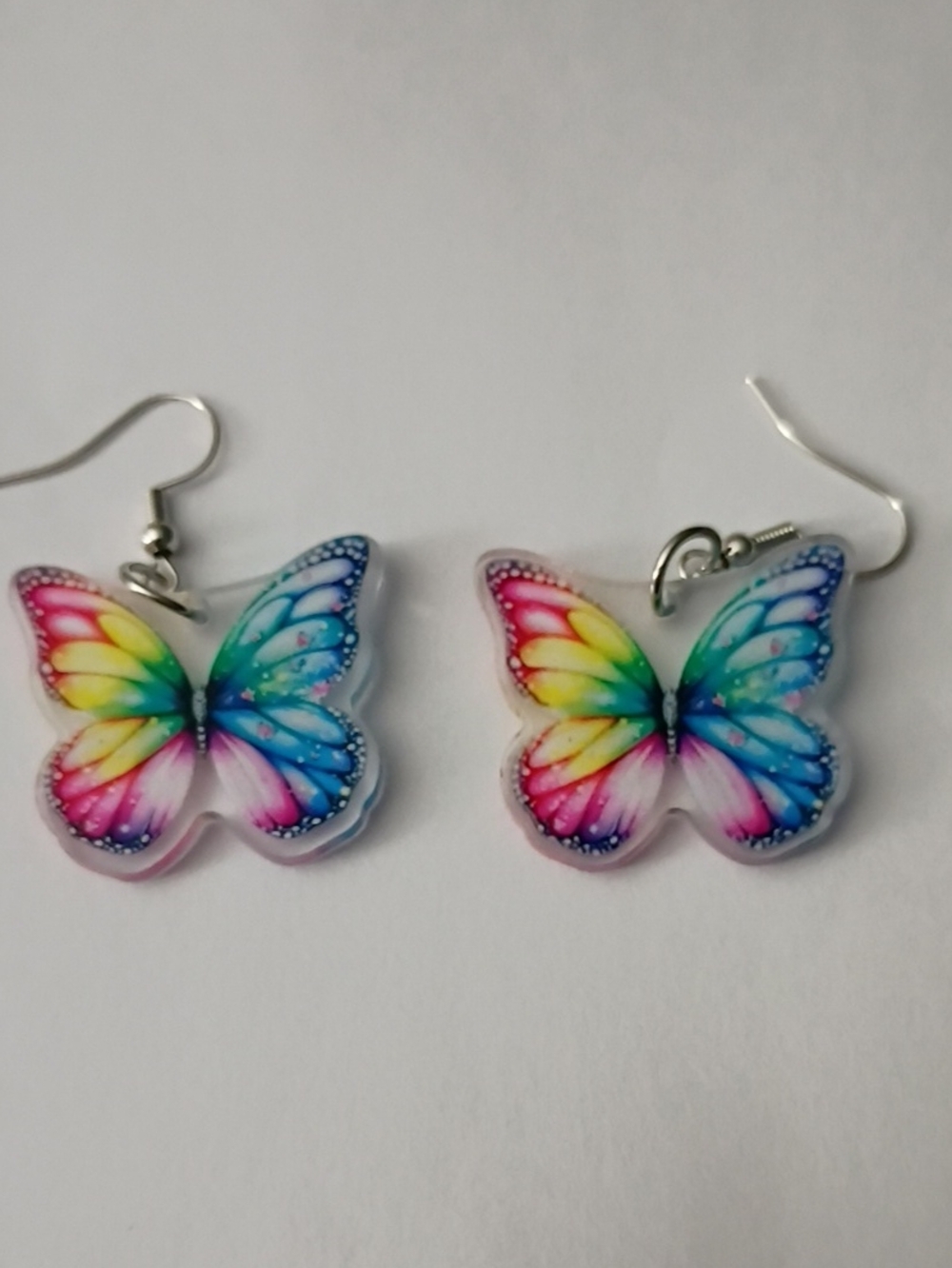 Rainbow Butterfly Drop Earrings - Multicolor Butterfly Dangles